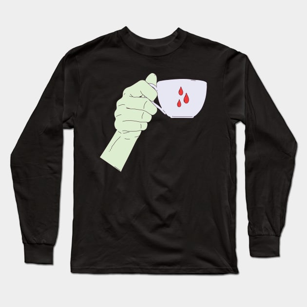 Bloody Tea Long Sleeve T-Shirt by gnomeapple